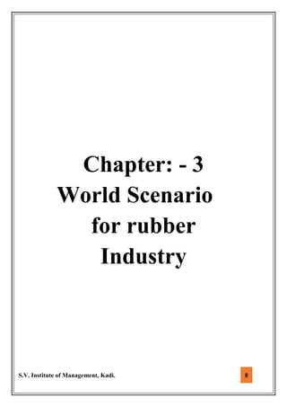 S.V. Institute of Management, Kadi. 8
Chapter: - 3
World Scenario
for rubber
Industry
 
