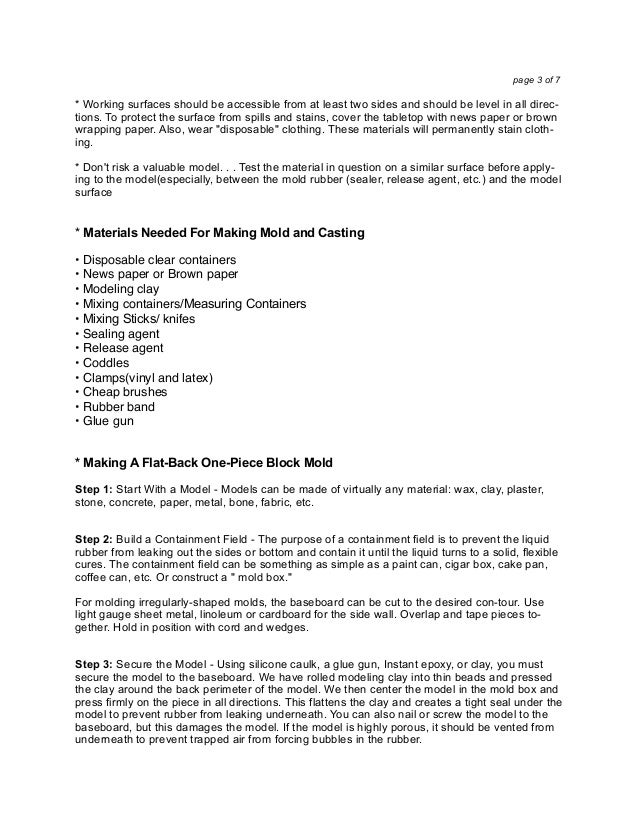 Mold Making For Chemical Based Materials