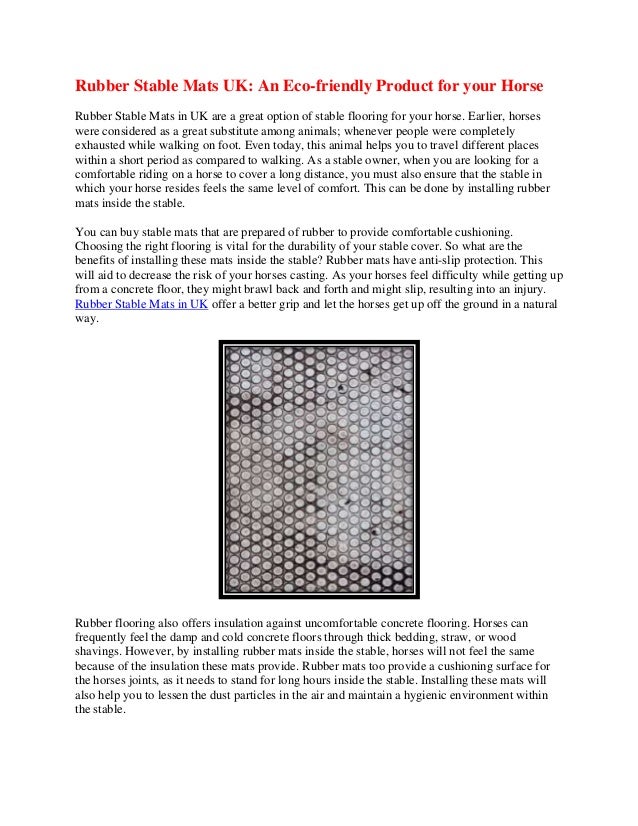 Rubber Stable Mats Uk An Eco Friendly Product For Your Horse