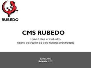 Usine à sites et multi-sites
Tutoriel de création de sites multiples avec Rubedo
Juillet 2013
Rubedo 1.2.2
 