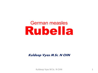 Kuldeep Vyas M.Sc. N
Rubella
German measles
Kuldeep Vyas M.Sc. N CHN
1Kuldeep Vyas M.Sc. N CHN
 