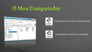 O dispositivo encontra-se desmontado
O dispositivo encontra-se montado
 