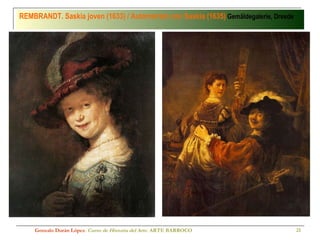 REMBRANDT. Saskia joven (1633) / Autorretrato con Saskia (1635)   Gemäldegalerie, Dresde Gonzalo Durán López .  Curso de Historia del Arte.  ARTE BARROCO 