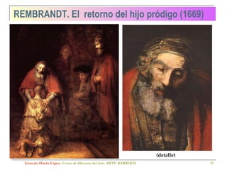 REMBRANDT. El  retorno del hijo pródigo (1669) Gonzalo Durán López .  Curso de Historia del Arte.  ARTE BARROCO (detalle) 