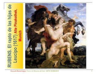 RUBENS. El rapto de las hijas de Leucipo (1617)  Alte Pinakothek, Munich Gonzalo Durán López .  Curso de Historia del Arte.  ARTE BARROCO 