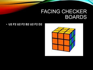 FACING CHECKER
BOARDS
• U2 F2 U2 F2 B2 U2 F2 D2
 
