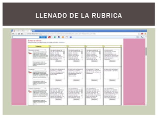 LLENADO DE LA RUBRICA
 