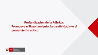 Profundización de la Rúbrica:
Promueve el Razonamiento, la creatividad y/o el
pensamiento crítico
 