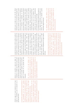 intentarcogerelnuevomaterialconelque
juegasucompañera,peroladocentenose
percatadelhecho.
Ladocenteocasionalmentesedacuentade
lasnecesidadesdelosniñoscuando
identificaqueunniñorequiereuncambiode
pañal;sinembargo,nohaymuestrasde
empatíaalnopermitirqueelniñologre
ponersedepieduranteelcambio.
Asimismo,enlasintervencionesconlos
niños,norespondeoportunamenteasus
necesidades.Estopuedenotarsecuando
retiraaunaniñadelespaciodeinterésyla
llevahaciaotroespacio.
observaloocurridoyoptaporalejarel
recipienteamedidaqueDianaavanzapara
queejerciteelgateo.Luegodeunosminutos,
SusanaintentacogerelrecipientequeƟene
Diana,alnopodercogerlo,haceunpuchero,
peroladocentenosepercatadeesta
situación.
Almenosel50%deltiempode
observación,ladocenteestáatentaalos
logros,dificultadesynecesidadesdelos
niños.Sedacuentaqueunniñorequiereun
cambiodepañal.Enotrosmomentos,no
acogelasnecesidadesdelosniños.
sacudelaspiernas;sedalavueltaysueltael
recipiente,elmismoquesealejaunpocode
ella.DianaexƟendelamanoconlaintención
deagarrarlo,peronoalcanza.Ladocente
observaloocurridoyoptaporacercarleel
recipienteparaqueDianajueguenuevamente
conél.Luego,vequeSusanaintentacogerel
recipientequeƟeneDiana.Anteesta
situación,ladocenteconacƟtudcalmadadice:
“Susana,veoquetúquiereselrecipiente
también,peroahoraloƟeneDiana”.Pronto
Susanaalcanzaaverotrorecipientede
similarescaracterísƟcas,vahaciaélylocoge.
Enelespacio,seobservaquemásdelamitad
delosniñossedesplazanconsoltura.Doso
tressemuestranunpocoincómodosy
denotanciertarigidezalatreverseacoger
algúnmaterialodesplazarseenalgúnespacio
delaula.
Durantelamayorpartedelaobservación,la
docenteestáatentaalasnecesidadesfísicas
delosniños,asícomoasuslogrosy
dificultades.Sinembargo,noresponde
oportunamentefrentealanecesidaddel
niñodecambiarsuposturaenelcambiodel
pañal.Seobservatambiénquemásdela
mitaddelosniñossemuestranconfiadospor
lapresenciadeladocente.
mismoquesealejaunpocodeella.Diana
exƟendelamanoconlaintencióndeagarrarlo,
peronoalcanza.Ladocenteobservaacierta
distancialoquesucede.Dianadaunimpulsoy
vaendirecciónalrecipiente;ladocente
permaneceatenta.Luego,observaqueSusana
intentacogerelrecipientequeƟeneDiana.
Susana,alnopodercogerlo,haceunpuchero.
Anteestasituación,ladocenteconacƟtud
calmadadice:“Susana,veoquetúquieresel
recipientetambién,peroahoraloƟeneDiana”.
Susanaalcanzaaver,enelespacio,otro
recipientequehasidocolocadopreviamente
porladocente,vahaciaélylocoge.
Enelespaciodejuego,seobservaquetodoslos
niñoscogenlosmaterialesysedesplazancon
soltura.Seacercanaladocentecuando
demandanalgunaatención.
Ladocentesiempreestáatentaalas
necesidadesfísicasdelosniños,asícomoasus
logrosydificultades.Siemprerespondede
maneraoportunaalasnecesidadesdelos
niños.Todossemuestranconfiadosconla
presenciadeladocente.
 