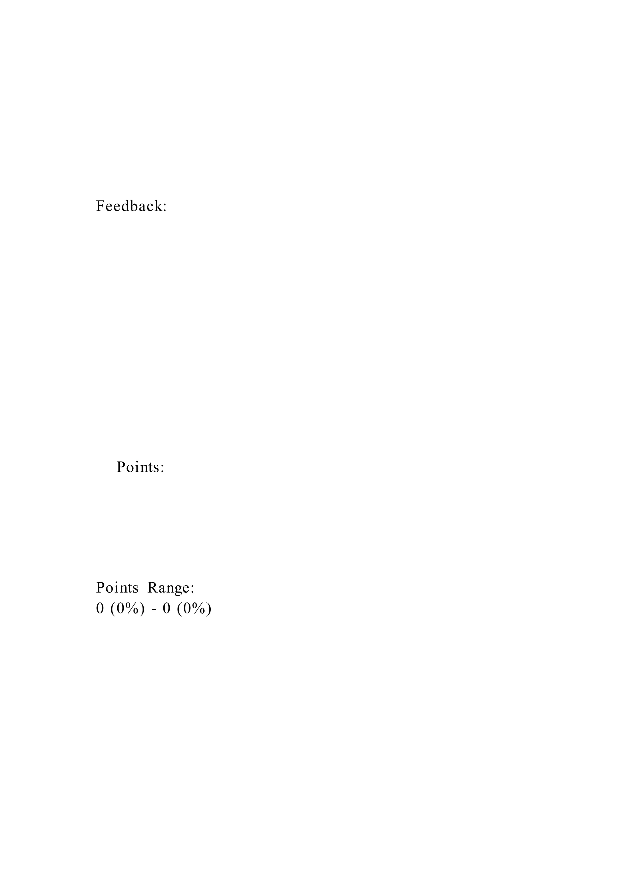 Feedback:
Points:
Points Range:
0 (0%) - 0 (0%)
 