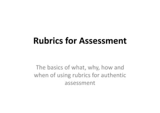 Rubrics For Assessment