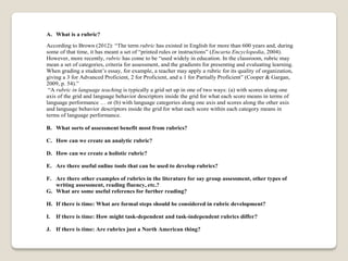 Developing Rubrics for Language Assessment with Dr. JD Brown | PDF