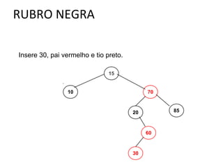 Insere 30, pai vermelho e tio preto.
15

10

70

85

20

60

30

 