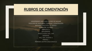 RUBROS DE CIMENTACIÓN
 