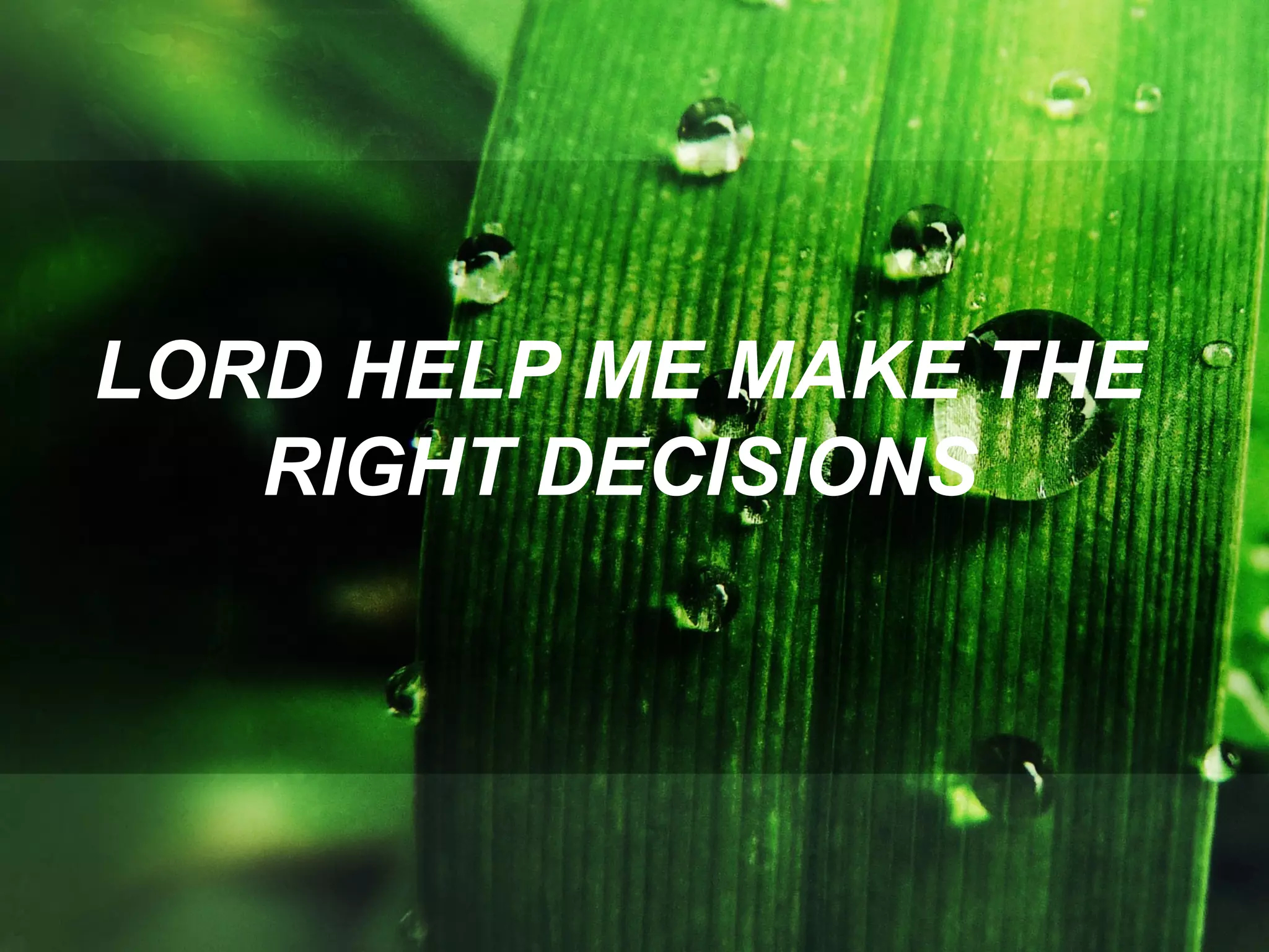 LORD HELP ME MAKE THE
   RIGHT DECISIONS
 