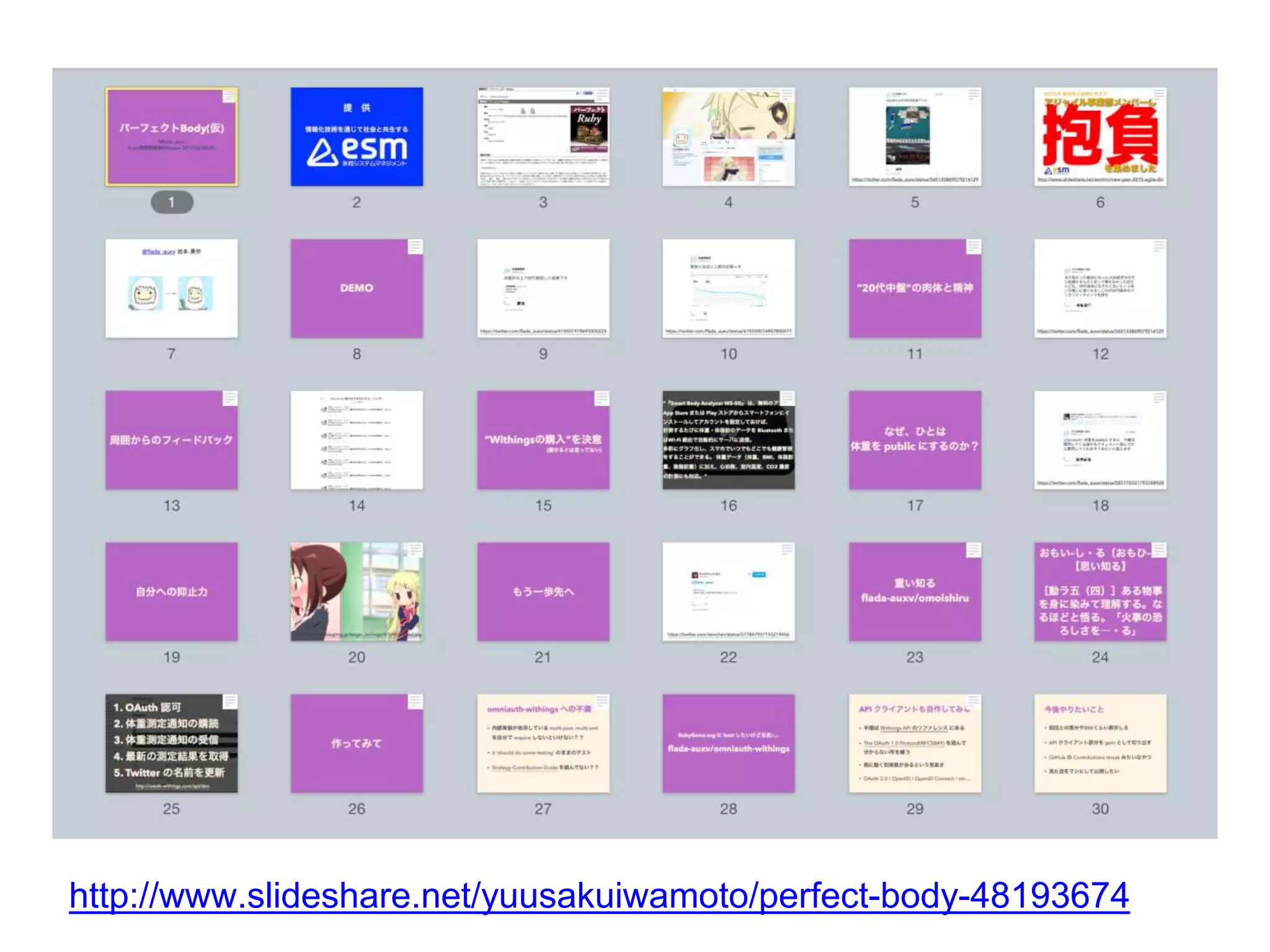 http://www.slideshare.net/yuusakuiwamoto/perfect-body-48193674
 