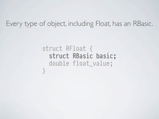 Every type of object, including Float, has an RBasic.
struct RFloat {
struct RBasic basic;
double float_value;
}

 