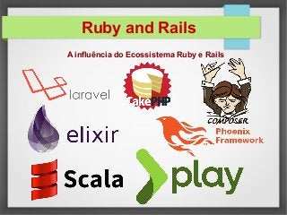 Ruby and Rails
A influência do Ecossistema Ruby e Rails
 