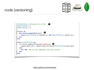 code (versioning)


                                       ➊


                                 ➋



                                            ➌




                    https://github.com/oisin/plink
 