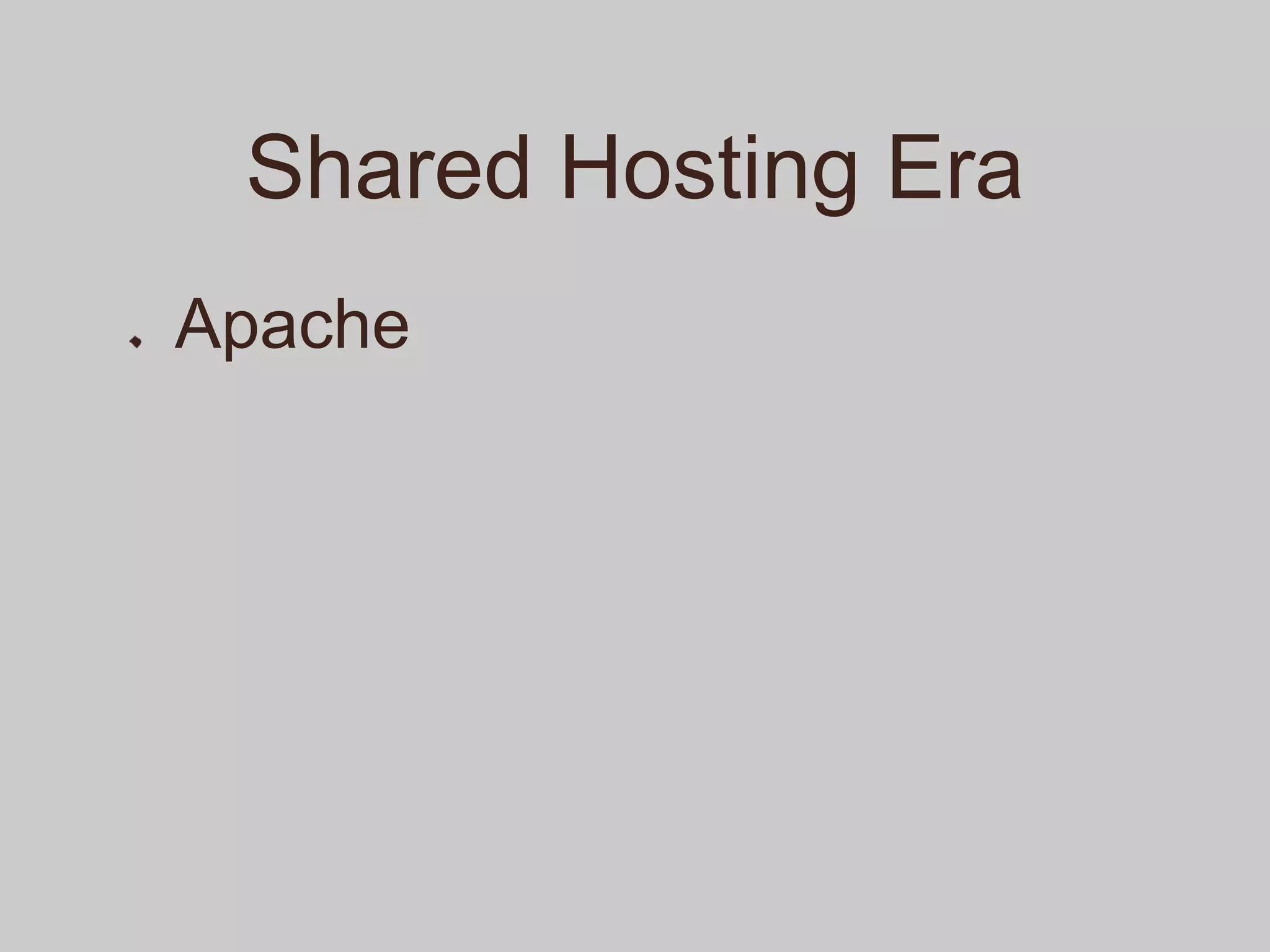 Shared Hosting Era
Apache