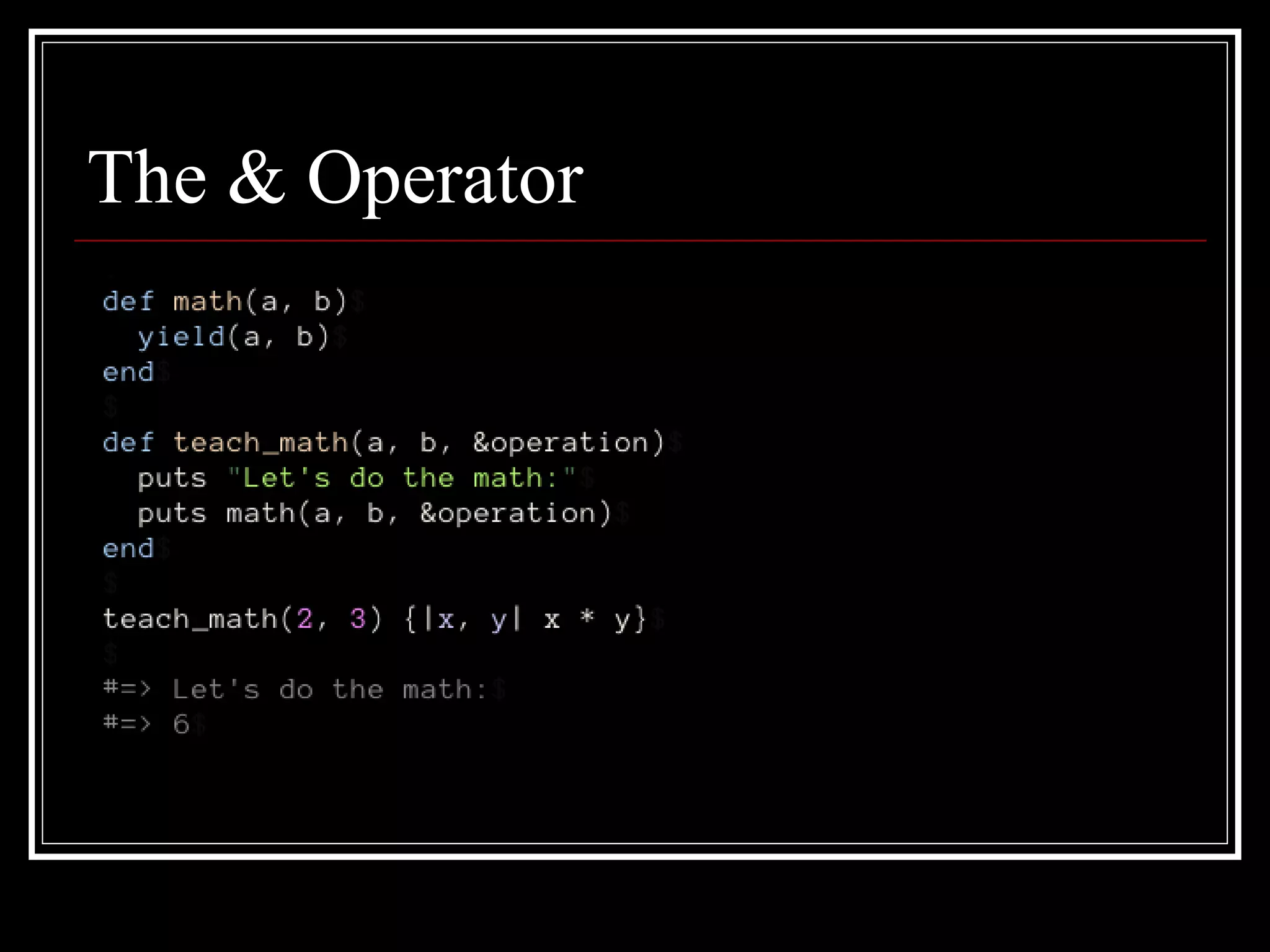 The & Operator 