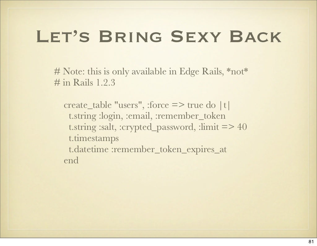 Let's Bring Sexy Back #