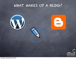 WHAT MAKES UP A BLOG?
Saturday, November 20, 2010
 