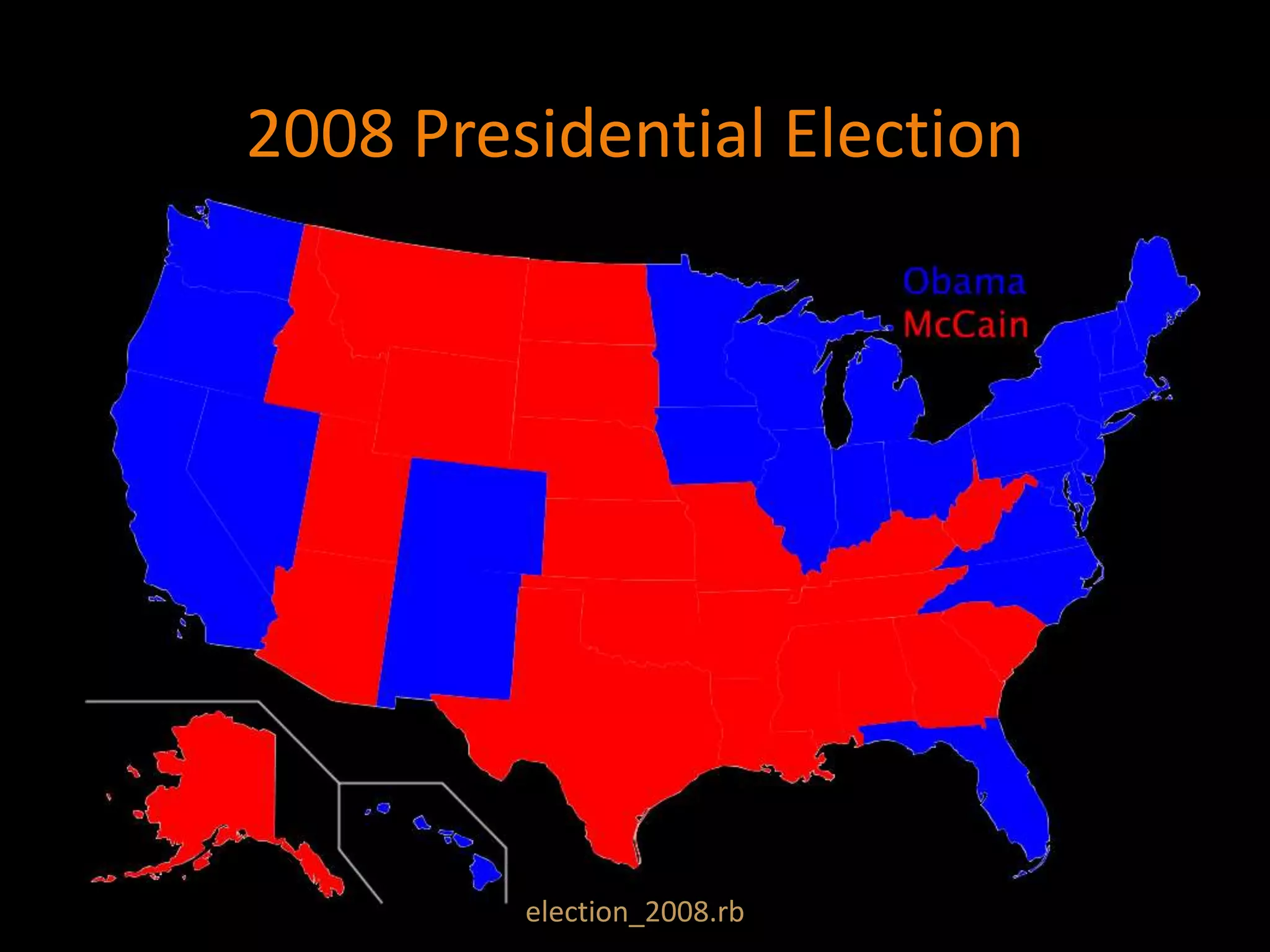 2008 Presidential Election
election_2008.rb
 