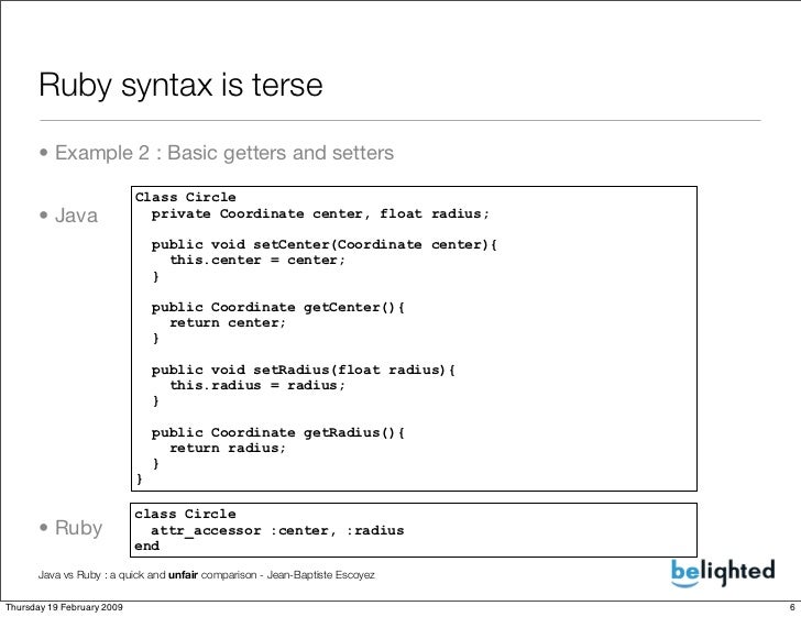 Ruby syntax is terse