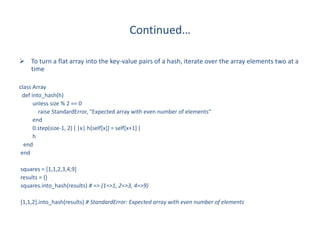 Ruby's Arrays and Hashes with examples | PPTX | Programming Languages ...