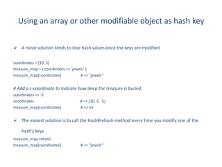 Ruby's Arrays and Hashes with examples