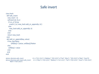 Ruby's Arrays and Hashes with examples