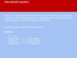 Ruby basics | PPTX