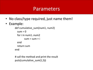 Ruby basics | PPTX