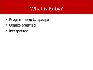 Ruby basics | PPT