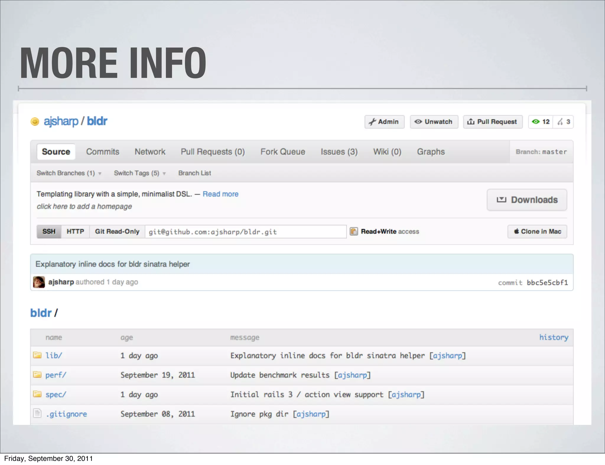 MORE INFO




Friday, September 30, 2011
 