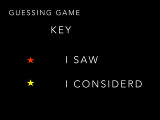 G U E S S I N G G A M E
I S A W
I C O N S I D E R D
K E Y
 