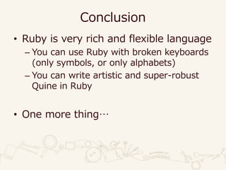 Esoteric, Obfuscated, Artistic Programming in Ruby | PDF