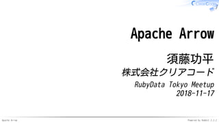 Apache Arrow Powered by Rabbit 2.2.2
Apache Arrow
須藤功平
株式会社クリアコード
RubyData Tokyo Meetup
2018-11-17
 
