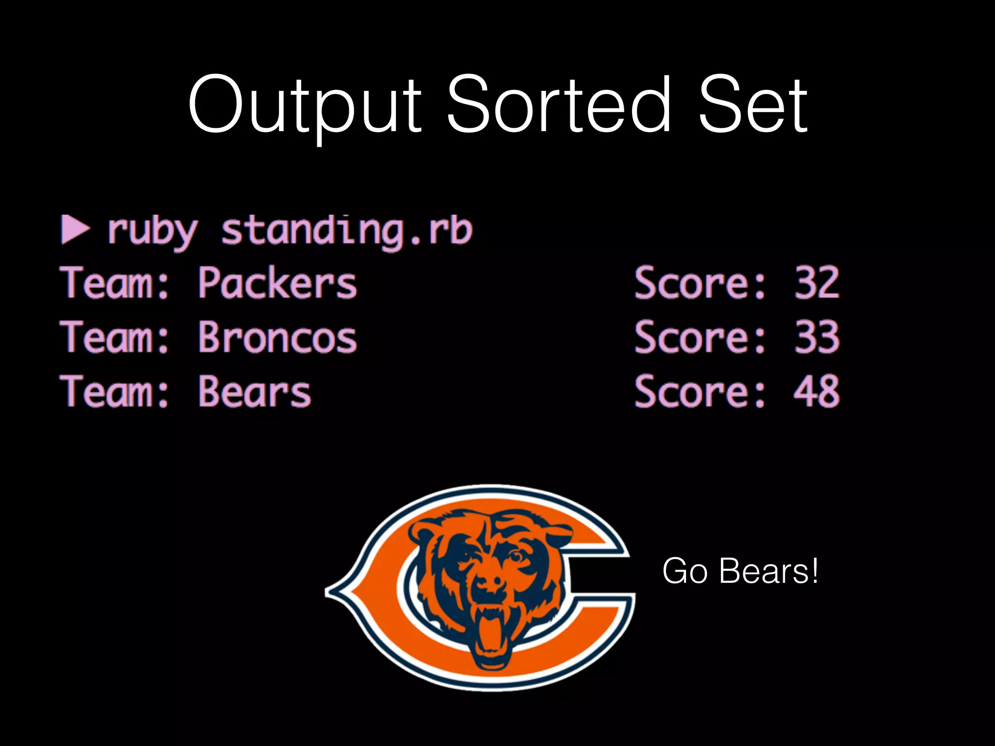 Output Sorted Set
Go Bears!