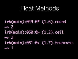 Float Methods
 