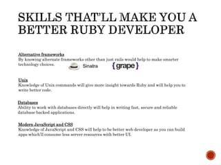 Ruby developers | PPTX | Programming Languages | Computing
