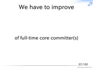We have to improve




of full-time core committer(s)




                                 57/192
                        ...