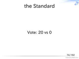 the Standard




 Vote: 20 vs 0




                  74/192
                 Powered by Rabbit 0.9.2
 