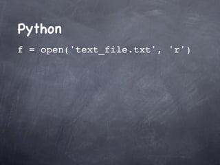 Ruby Language
No Interfaces

No static types

No Generics 

No Annotations

 