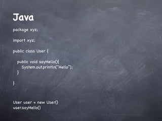 Ruby
def greetz( name )

if !name.nil?

p "Hello #{name}"

else

p “Hello” 

end

end

 