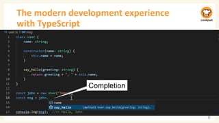 The modern development experience
with TypeScript
8
•Completion
Completion
 