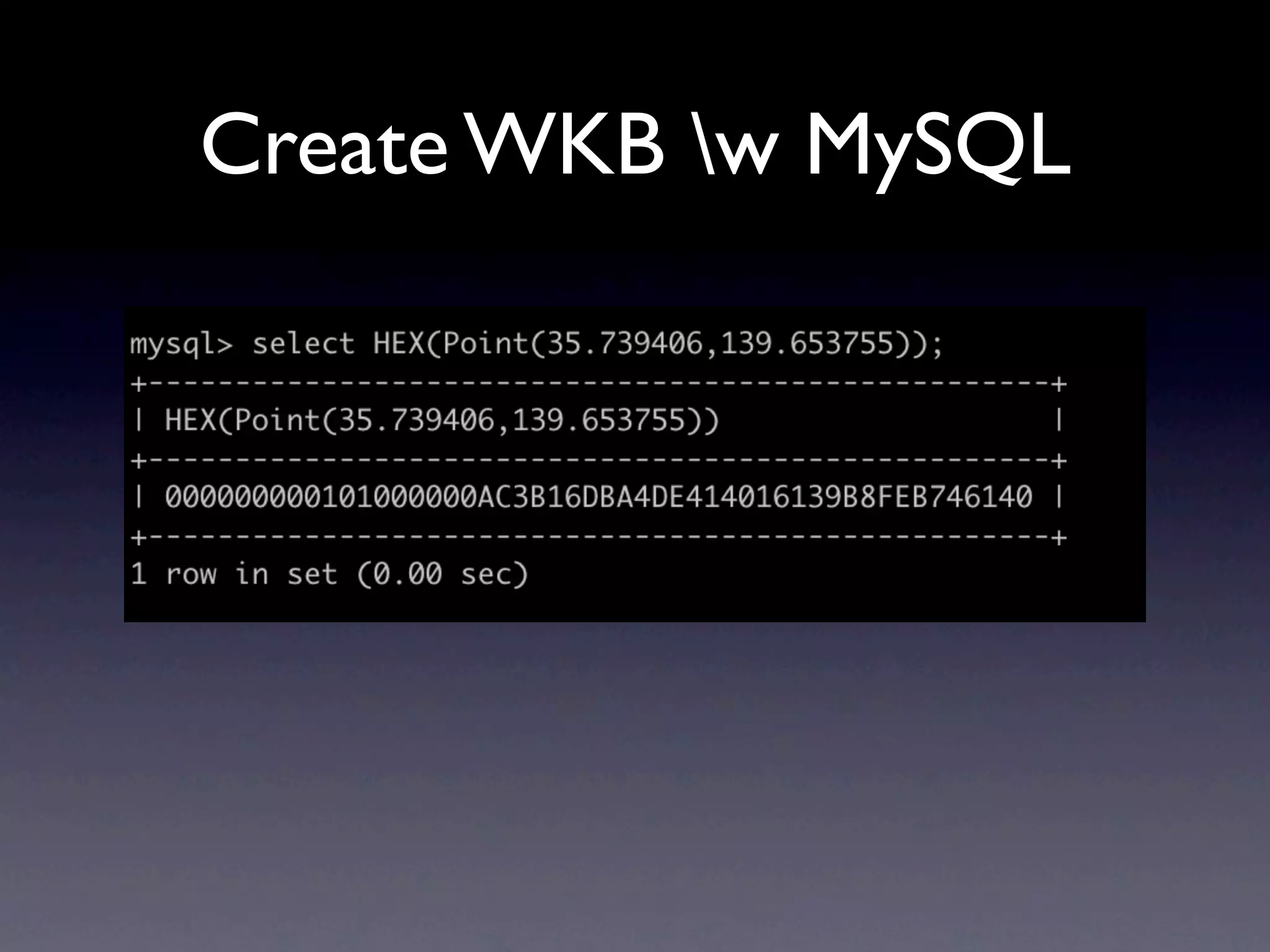 Create WKB w MySQL
 