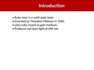 Ruby Inventor Presentation on ruby laster for 1st sem of engineering | PPTX
