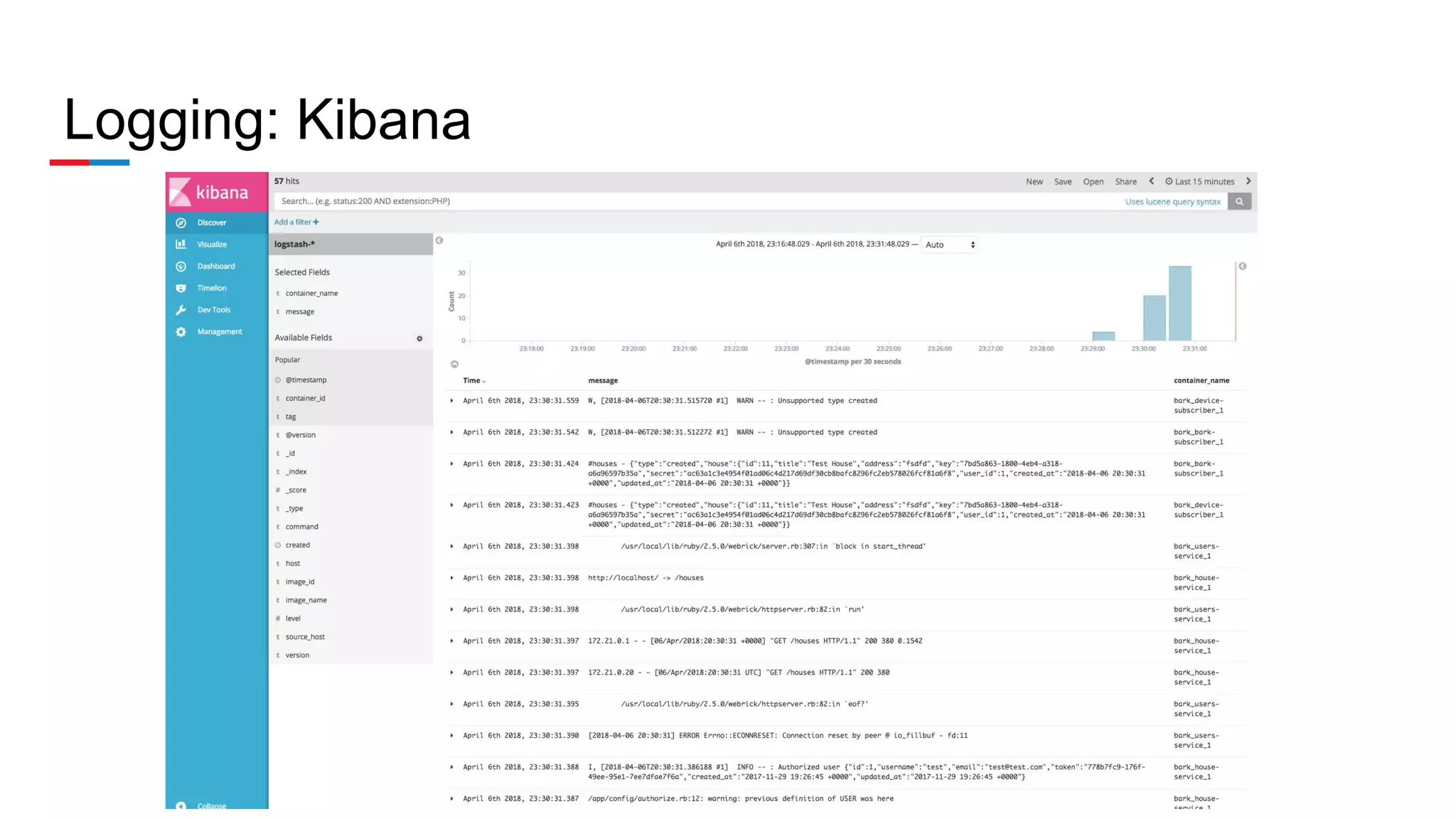 Logging: Kibana
 